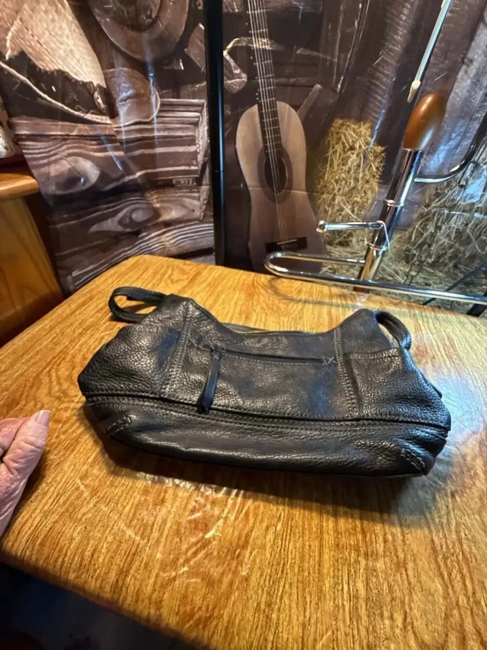The Sak Black Pebbled Leather Shoulder Bag Hobo Purse